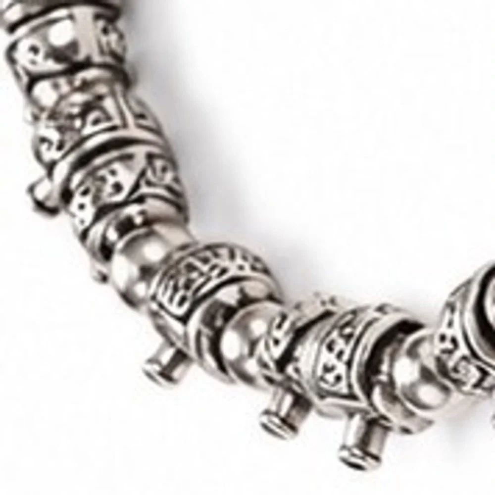 Bohemian Oxidized Silver Tone Elephant Charm Stretch Bead Bracelet Womens
